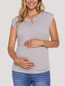 Ruched Henley Muscle Tee