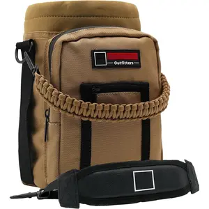 Water Bottle Holder with Adjustable Strap - 26/32/36/40/46/64oz Insulated Water Bottle Sling Carrier with Paracord Handle & 2 Pockets, Outdoor Sports, Hiking, Camping, Gym