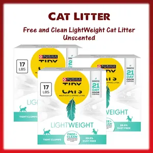 3 Pack Lightweight Clumping Cat Litter, Unscented Free & Clean Formula, Easy Scoop Odor Control Litter, 17 lb Box