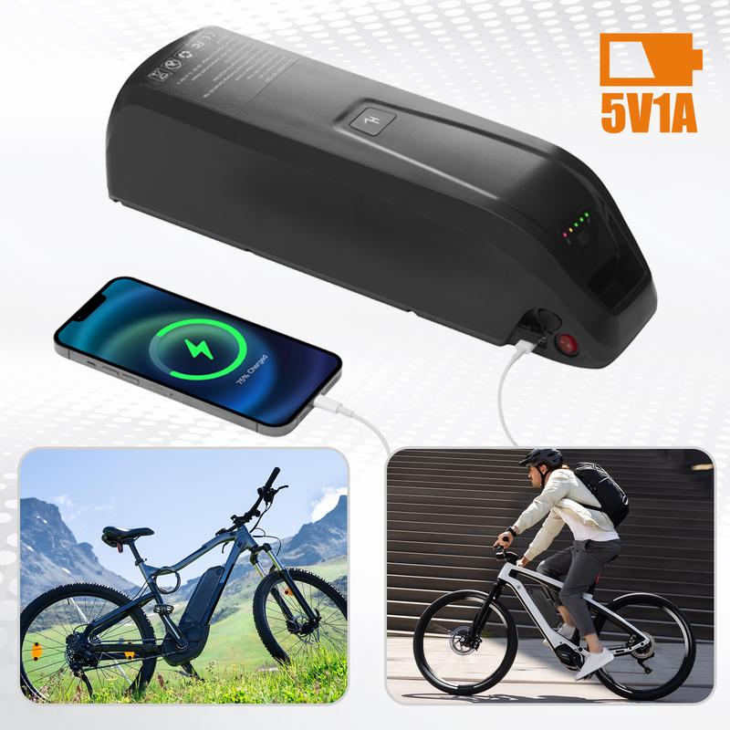 48V 15.6AH Ebike Battery, 4pin Suitable for 1500W motors with 2A Fast Charger and 40A BMS, USB Interface, Battery Indicator, Power Switch, Adult Electric Bike