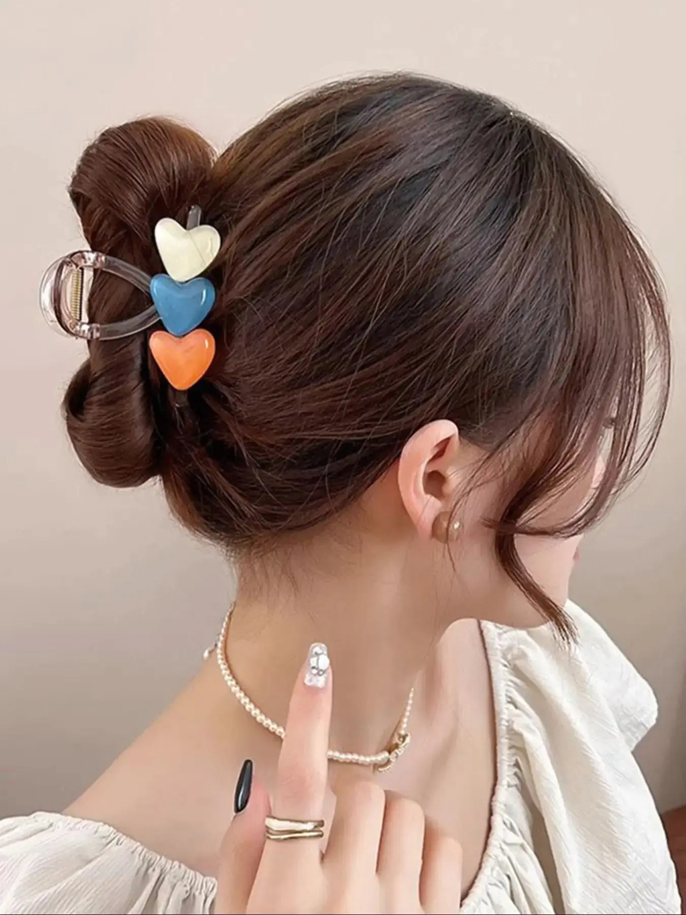 Summer Colorblock Heart Design Hair Claw, Fashionable Hair Accessories for Women & Girls, Cute Lovely Hairwear for Daily Used, Valentine's Day, Gift