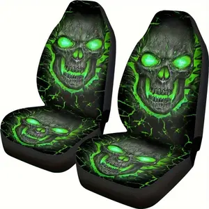 Skull Pattern Car Seat Cover, Universal Car Seat Protector, Car Seat Cover for Front Seats, Car Interior Accessories for Men & Women, Halloween