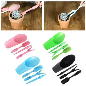 4-Piece Succulent Tool Set, Rooting Transplanter Hole Puncher Bucket Spade Garden Plant Care Plastic Shovel, Gardening Tools Kit
