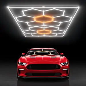 HYPERLITE Color Glow, Garage Lights, Honeycomb Design, Rectangle Frame Modular Lighting, LED Ceiling Light, 568W-624W 56800LM-62400LM, 6500K Bright White, for Garages, Workshops, Gyms, Studios,  Barber Shops, Decorative Spaces，Jumpstart newyear