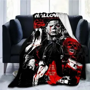 Soft Funny Throw Blanket Michael Myers Blanket Super Plush Flannel Blanket Living Room Bedroom Sofa Blankets For Beds, Gift For Men & Women, Halloween