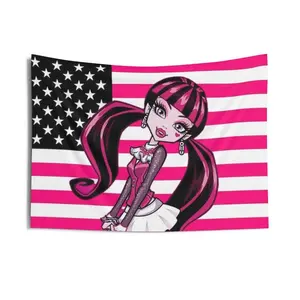 Draculaura Monster High Indoor Wall Tapestry, McBling Alternative Emo Y2K Bratz Decor wall decor flags Room