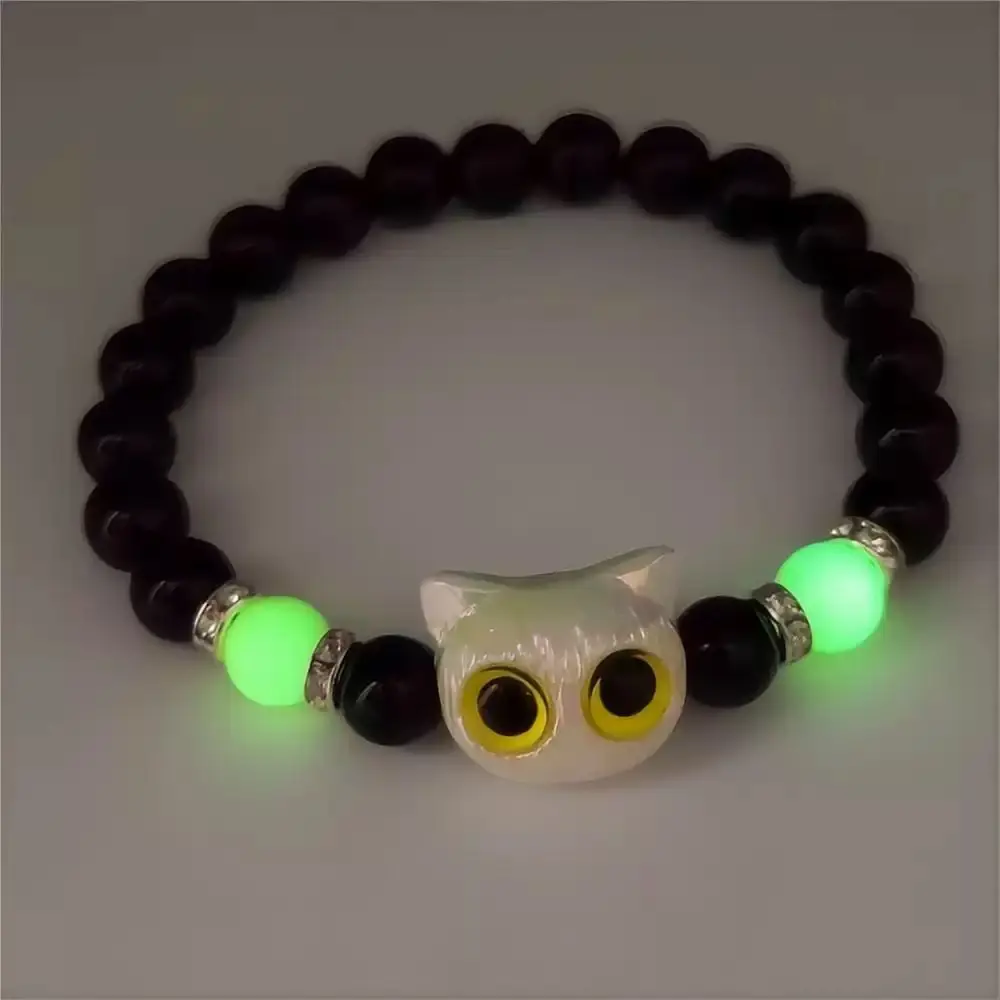 Nocturnal white cat yellow eyed bracelet