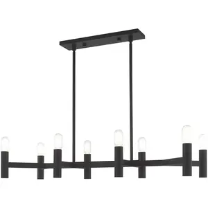 15 inch 8 Light Black Linear Chandelier with Steel base material