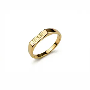 Personalized Name Ring – Solid 925 Sterling Silver, Thick Real 18K Gold Plating – custom name ring, personalized jewelry, gold band, bridesmaid gift, monogram present – Gift for Her, Mom & Best Friend, Mother's Day, Anniversary & Birthday