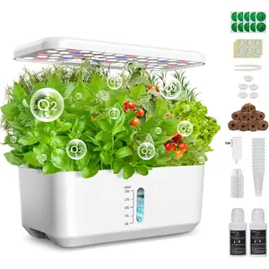 Indoor Hydroponics Growing System: 10 Pods Garden Kit with LED Grow Light and Efficient Pump for Growing  /Lettuce/Tomatoes - Hydroponic Planter for Kitchen &  Gardening