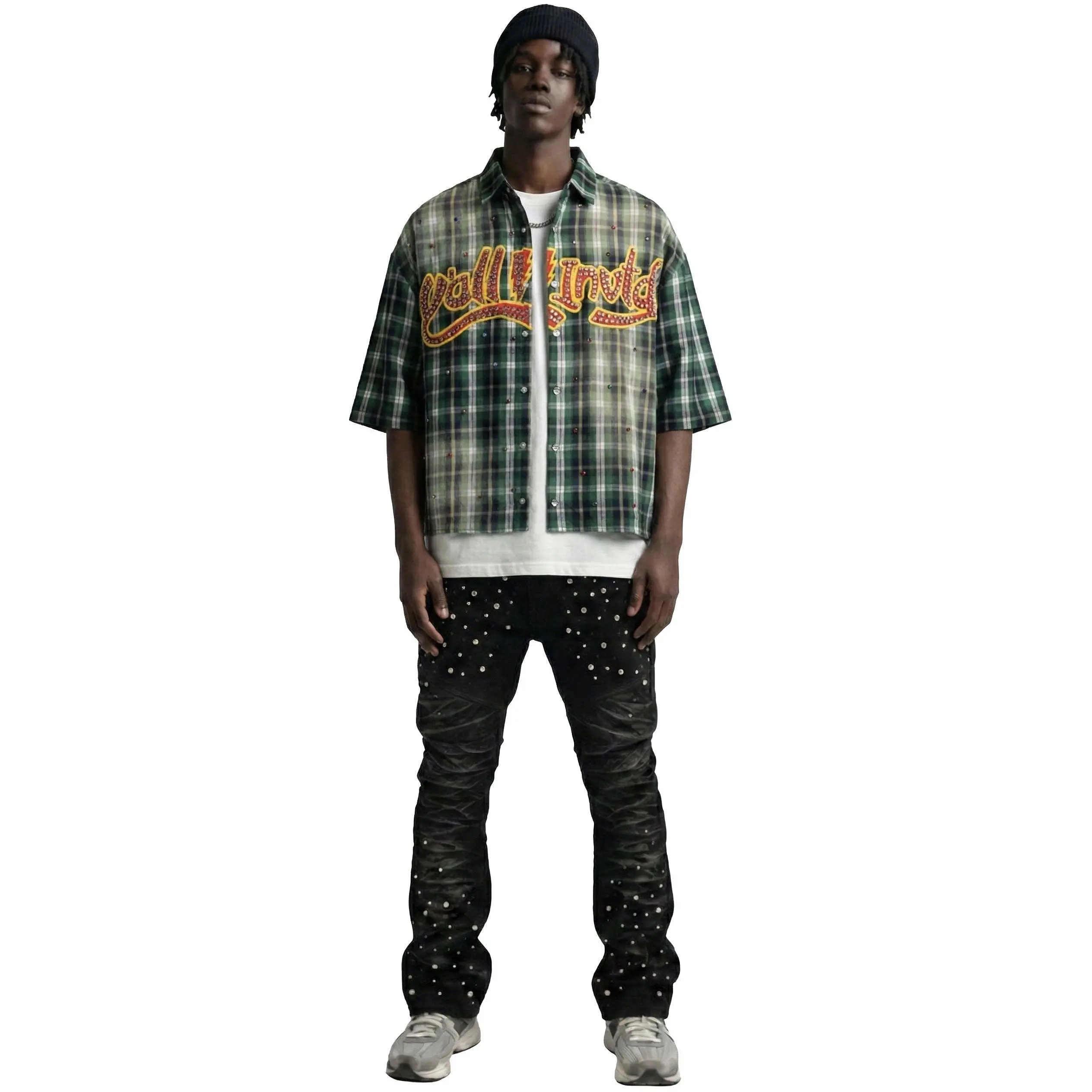 RAZE Washed Flannel Crop Top Button Down Shirt