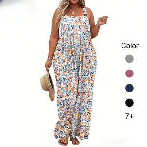 2026 jumpsuit for spring  Women's plus size  , work clothes, wide leg casual jumpsuit, adjustable loose jumpsuit with pocket, breathable and lightweight, floor mopping