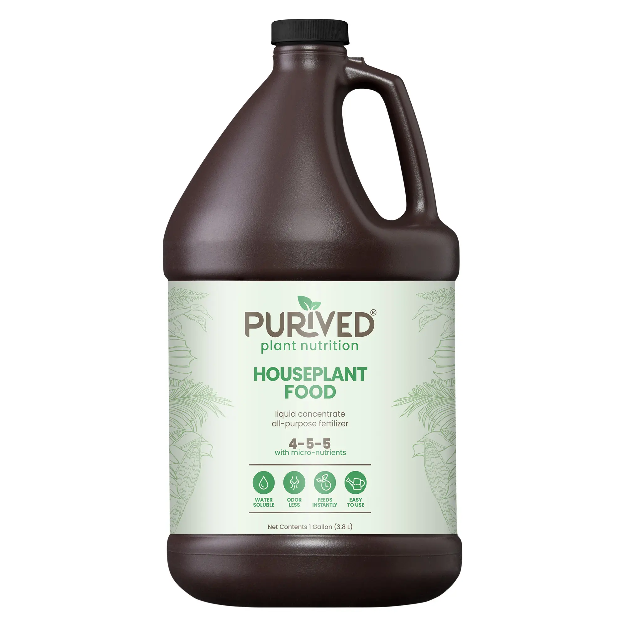 Purived Houseplant Fertilizer | 1gal Concentrate Makes 320 Gallons | All-Purpose Liquid Plant Food for Houseplants | Easy to Use | Made in USA