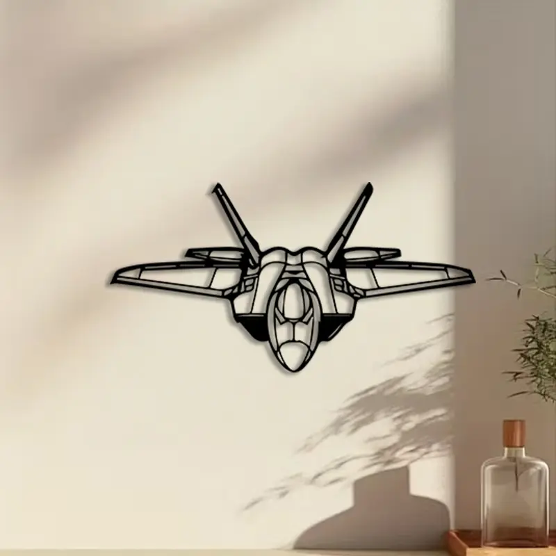1pc F-22 Raptor Metal Aircraft Wall Art, Modern Minimalist Design, Modern Home Decor, F-22 Raptor Statue Mural, Perfect for High-Tech Wall, Office Wall, Aviation Room Wall, Patriotic Decor, Ideal Gift for Engineers, Anti-Corrosion Metal
