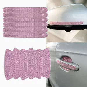 10 count Bling  Door Handle Protectors, 4 Door Bowl Stickers + 6 Handle Strips,  Rhinestone Anti-Scratch  Accessories, Sparkling Auto Decor , Universal for SUV Sedan  ()