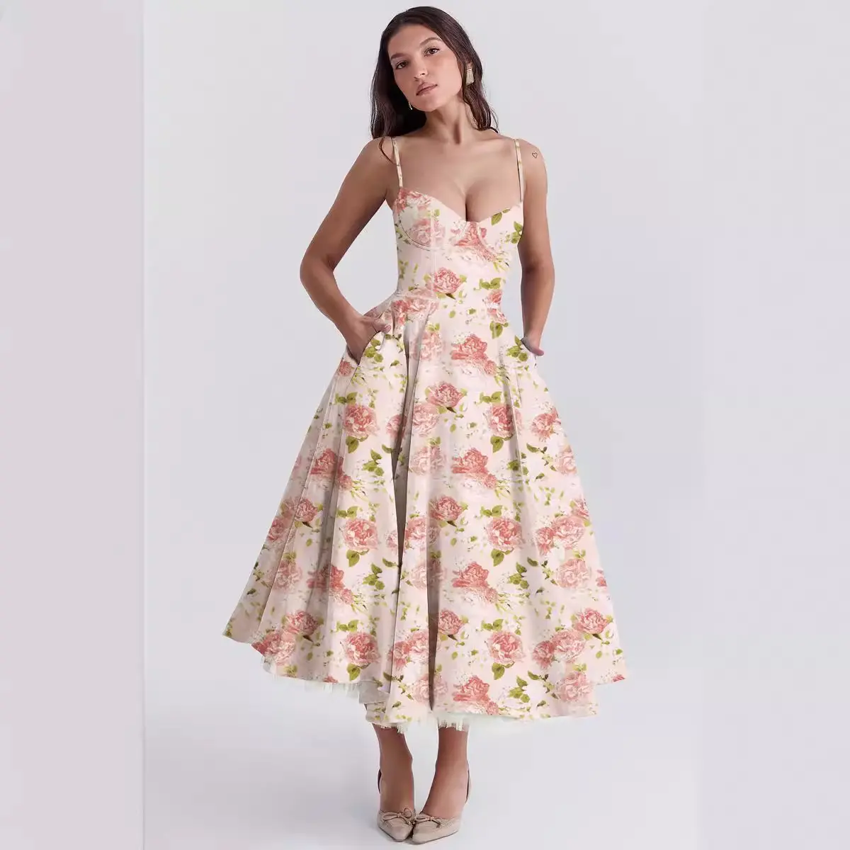 2025 New Summer High-Grade Princess Dress French Mesh Large Swing Double-Layer Sling Dress Women Formal Womenswear