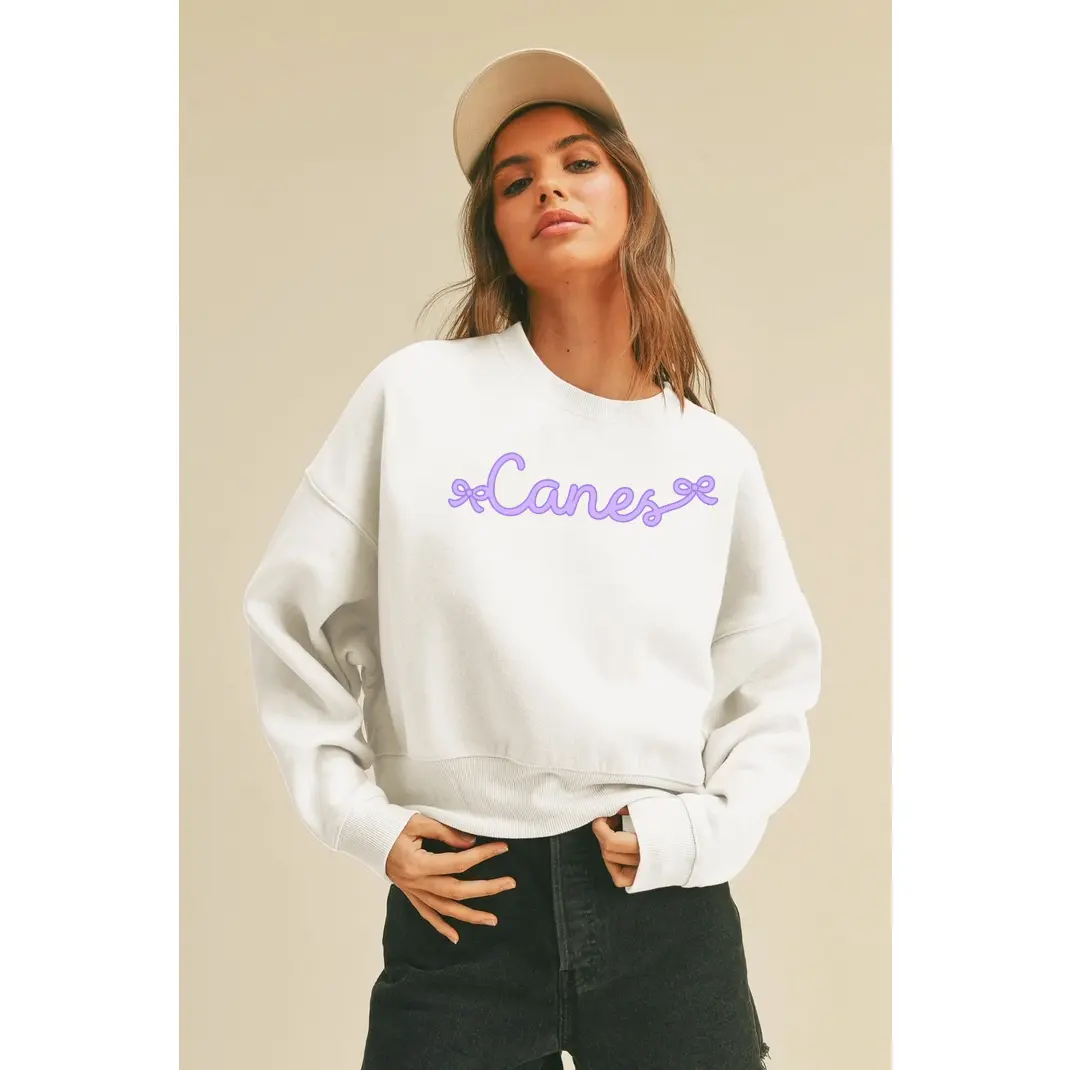 Adult Canes Bows Crewneck Cropped Sweatshirt