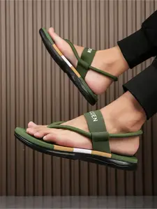 2026 New Men's Fashion Flip-Flops, Colorblock Striped Sandals, Casual Eva Sole, All Seasons, Durable and Comfortable, Trending Sandals