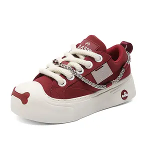 Classic Thick Soled Skateboard Shoes, Low Cut, Lace Up, Comfortable Fabric Lining And Insole, Non Slip Thick Sole, Fashionable Retro Big Toe Shoes, Suitable For Daily Wear And Outdoor Commuting