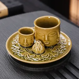 Ceramic Aromatherapy Candle Holder Lotus Tray Minimalist Style Buddha Candle Cup Atmosphere Decoration Sagewood Incense Burner