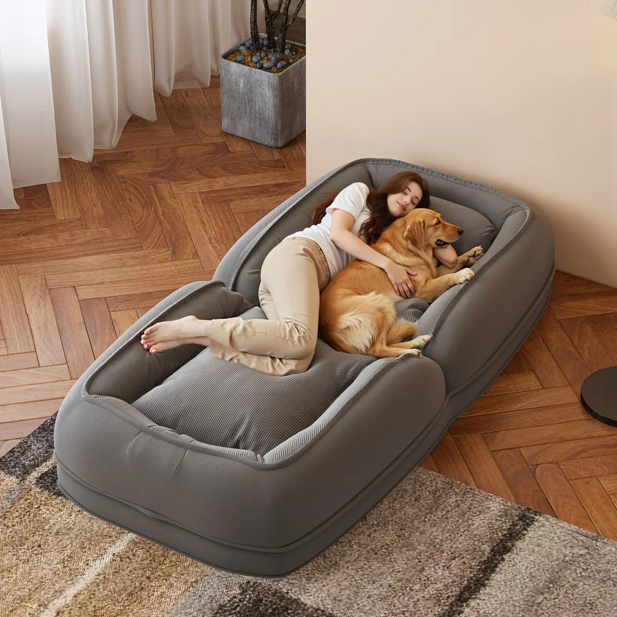 Convertible Floor Sofa Bed, Multi-Mode Folding Recliner Chair, 3-in-1 Floor Lounger for Gaming, Napping & Lounging, No Assembly Required