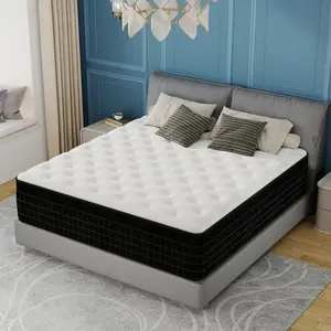 BOMASS 12" 14" Twin Full Queen King Size Mattress Hybrid Pocket Spring Memory Foam Medium Firm Bed In A Box Body Support