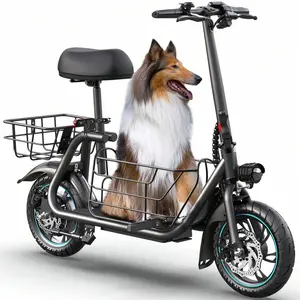 Electric Scooter With Seat With 550W Powerful Motor, 20-Mile Range, Speed Up To 18.6MPH, Removeable Two Baskets, Ample Storage for Pets & Cargo