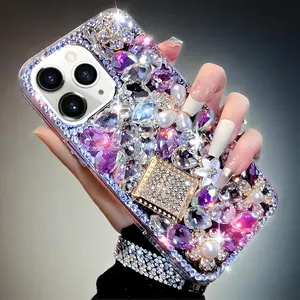 Compatible with  16 Pro Case Cute Bling Glitter  - Luxury Designer Girly Aesthetic Rhinestone Cover for Women, Sparkle Glam Protection