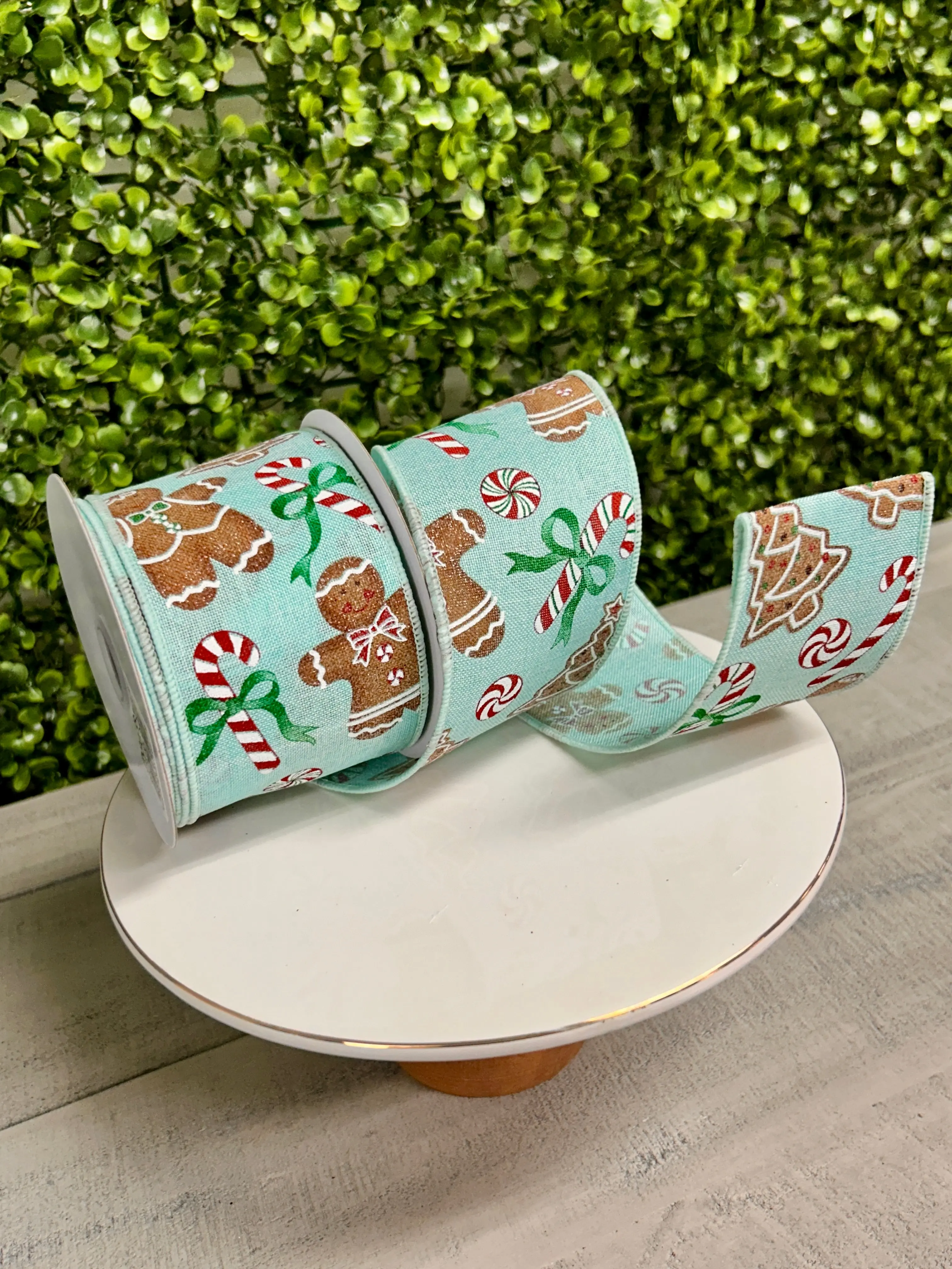 2.5 Inch By 10 Yard Gingerbread With Candy On Royal Ribbon