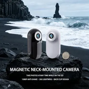 1080P UHD Action Camera with 128G Memory Card, MicroSD Card Slot, 360° Magnetic Clip, Compact Chest-Neck Mount, Bike Recorder, Portable Vlog Device for Adults, Pet Monitoring, Uhd/Black+128G Memory Card