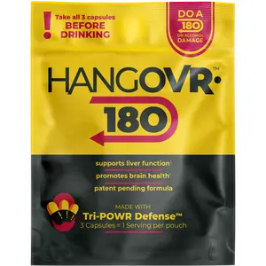 HangOVR180 Wellness & Pre-Alcohol Support – 3 Capsules for Liver Detox, Brain Clarity & Energy Boost – Natural Antioxidant Supplement