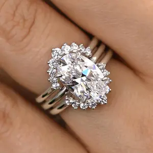 Louily Jewelry Elegant 3.5ct Oval Cut 3PC Engagement Ring Set, 5A Cubic Zirconia Anniversary Bridal Ring Set