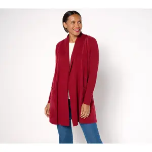 Susan Graver Petite Mixed Media Sweater Cardigan Susan Graver Petite Mixed Media Sweater Cardigan