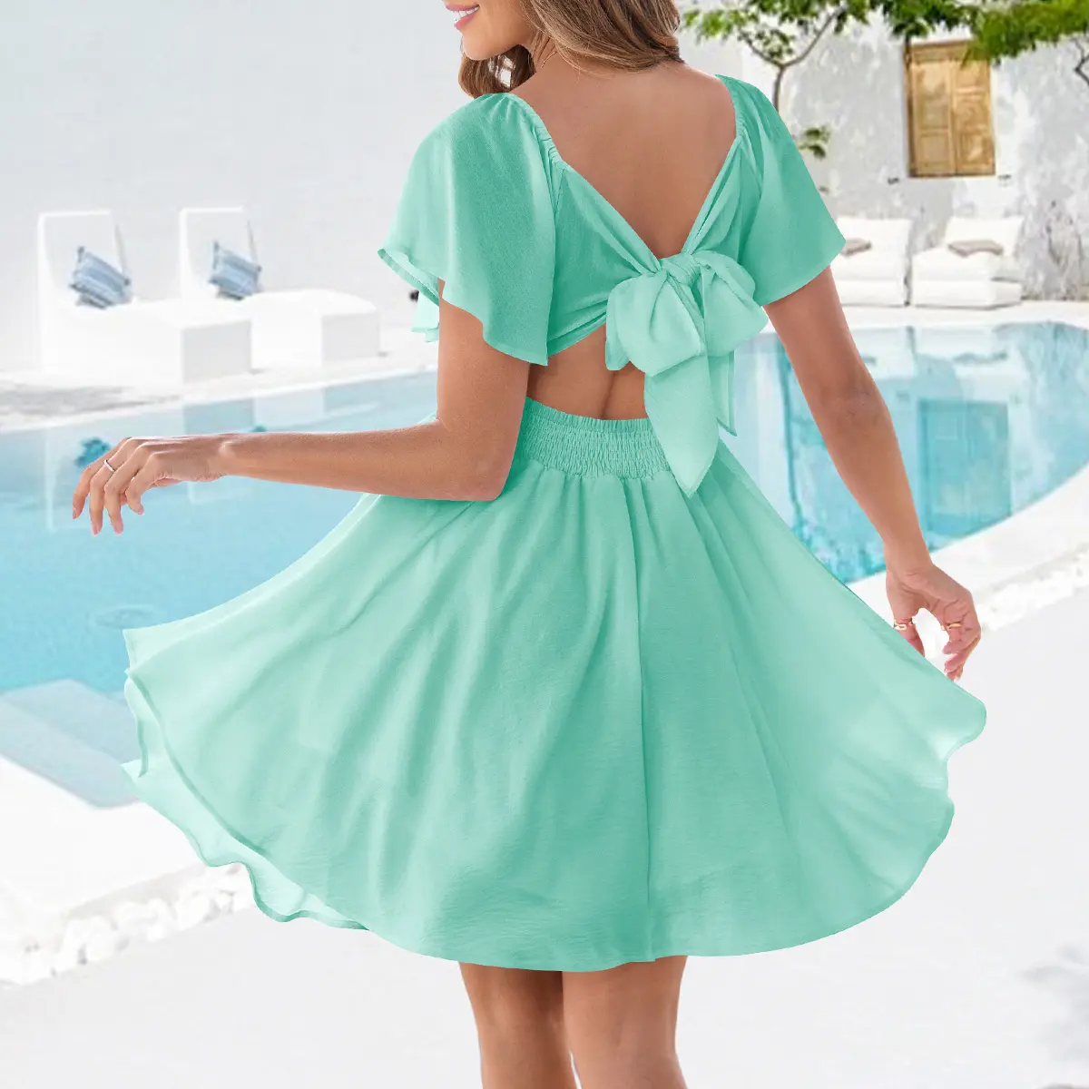 sweetheart neckline backless tie front mini dress Online Vintage Store | 90's Women Floral Dress