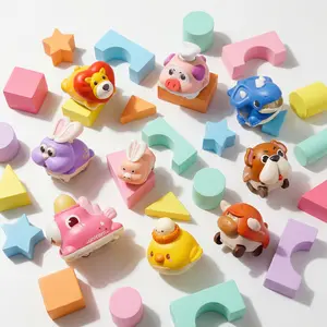 4Pcs Randomly Mixed Cute Animal Press & Go Toy Cars | Cartoon Push and Go Friction Powered Vehicles for Kids 3+ truck carrier transport