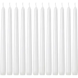 12 Pack White Taper Candles - Taper Candles 10 Inch Dripless,  & Unscented - 8 Hours Long  - Tall Candlesticks - Ideal for Weddings, Dinner Parties, Home Decor, Birthday Party