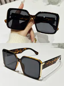 Unisex Fashionable Tortoise Pattern Sunglasses, Trendy Casual Sunglasses for Everyday Use, Fashion Accessories for Outdoor Activities