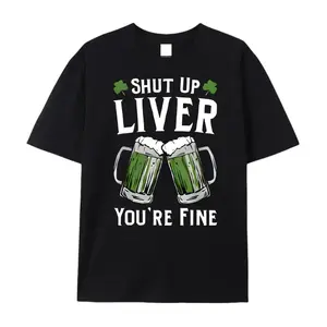 St Patrick's Day Beer Print Graphic Tee Comfort Cotton Fashion Outfit Oversized Cute T Shirt Perfect Holiday Gift for Lover Family Friends