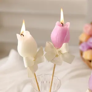 2pcs Tulip Aromatherapy Candles, High-End Design, Multiple Colors, Natural Soy Wax, Ideal for Bedroom, Desk, Living Room, Wedding Decor