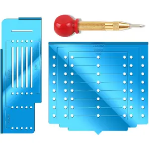 Cabinet Hardware Template with Center Punch, Cabinet Handle Template Tool - Use for Handles Knobs Pulls on Drawers/Doors, Hardware Installation Perfect Match Kit.