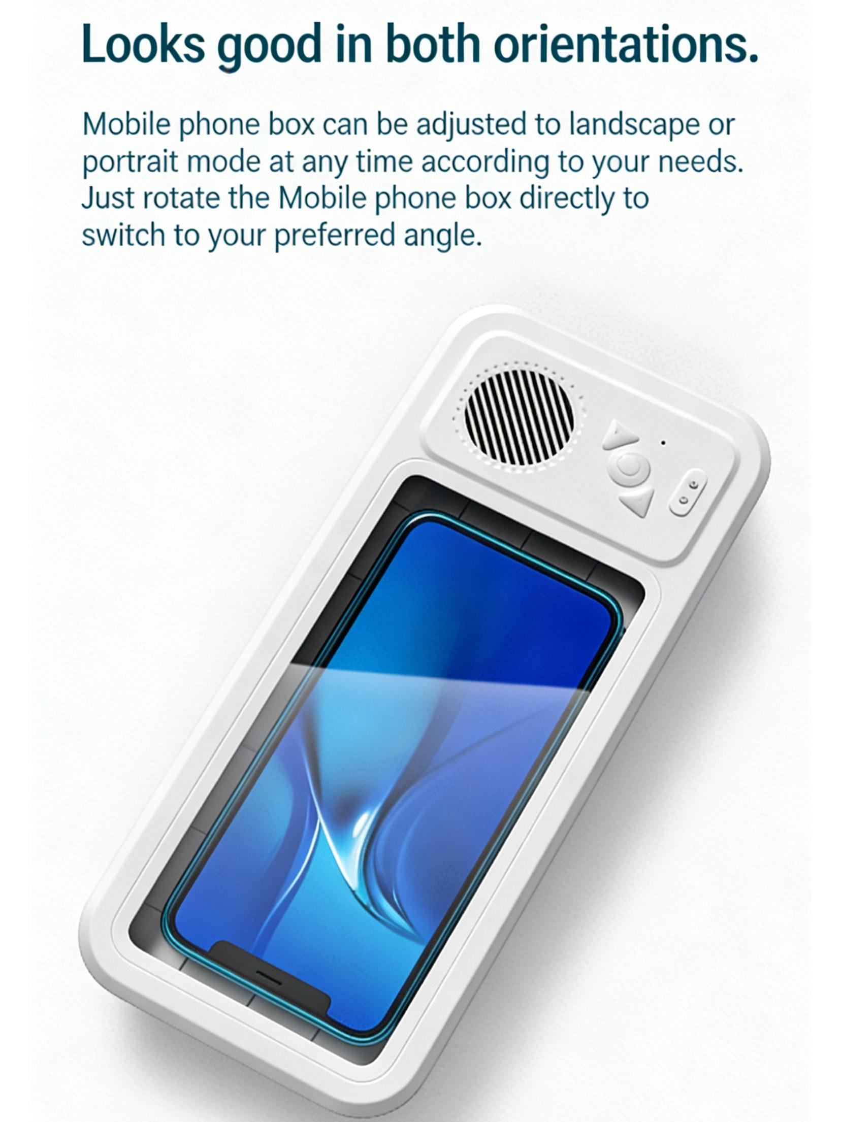 Waterproof Shower Phone Holder with Built-in Bluetooth Speaker, 360° RotatingTouchscreen Case, Anti-Fog, Hands-Free Mount for Bathroom, Kitchen, Pool - WatchNetflix/YouTube While Showering