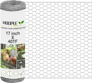 Chicken Wire Fence 17In x 40FT Galvanized Hex Mesh Rustproof Wire Netting Roll for Garden Poultry Plant Protection DIY Craft Animal Barrier Backyard Use dealsforyoudays