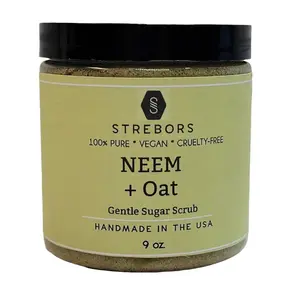 Strebors Neem Oat Gentle Scrub Exfoliating Moisturizing Sensitive All Natural Scrub with Organic Neem Seed Powder & Colloidal Oatmeal 9 oz - Body Care