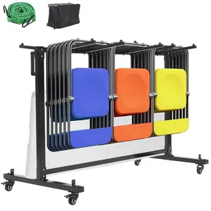 Folding Chair Rack and Table Cart,400LBS Capacity, Heavy-Duty Chair Cart for 42 Chairs or 12 Tables,Dual-Layer Chair Storage Dolly with Swivel Wheels, Dust Cover, Elastic Cords