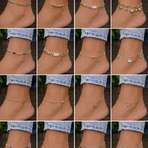 Anklets  / Tobilleras.    Diferent styles and sizes   14k Goldplated white and Gold