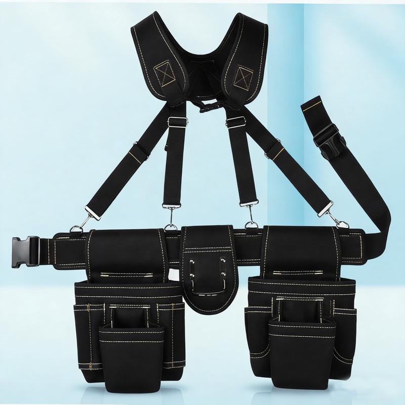 Tool Belt with Suspenders Heavy Duty Comb Apron Construction Suspension Rig Tool Bag for Builders Electrician and Framers Portable Utility Storage Bag Adjustable Multi Purpose Repair Tool Pouch Bag