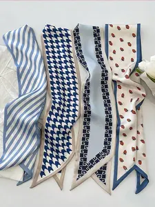 Women's Elegant Colorblock Butterfly & Floral Pattern Hair Scarf, Trendy Soft Comfortable Hair Band, Fashionable Hair Accessories for Women & Girls, Fashion Hair Scarves, Casual Soft Scarf, Checkered Scarf