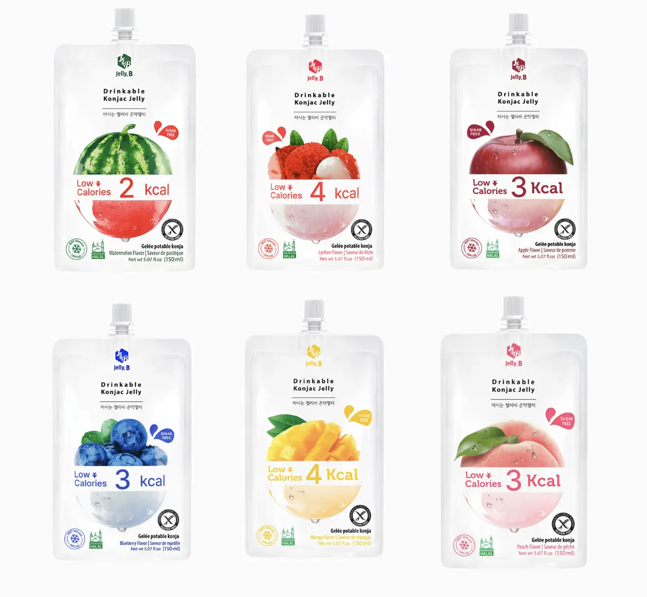 Low Calories Konjac Jelly Flavored Drinks 150ml WITH ZERO SUGAR Peach Apple