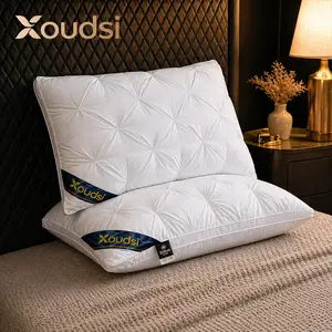 XOUDSI 100% White Goose Feather Pillow: Filled with soft goose down from the breast of a white goose, and featuring a hotel-grade soft 600TC pure cotton pillowcase, this pillow offers fluffy support and is designed for a good night's sleep. hot st ufi