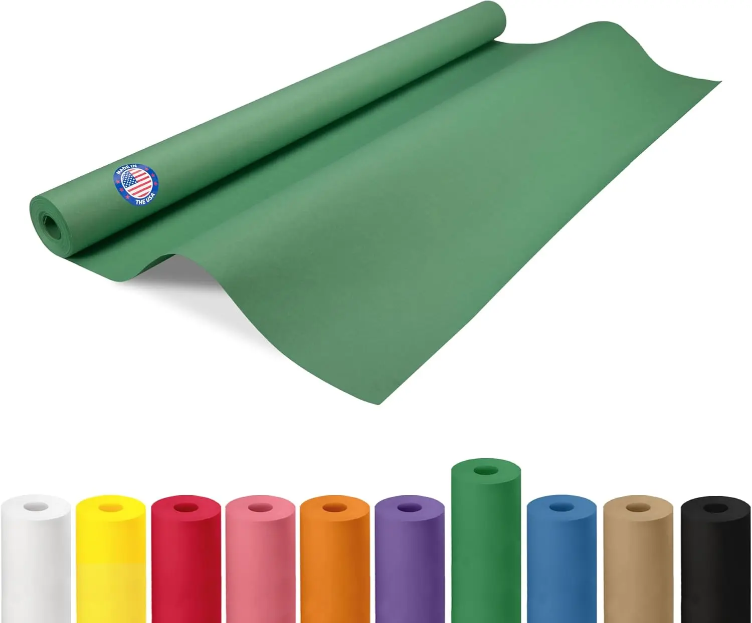 36" x 1200" (100 feet) Green Kraft Paper Roll - USA-Made Quality Craft Paper for Gift Wrapping, Kids' Arts & Crafts, School Projects - 100% Recycled Natural Material 50lb Thickness by IDL Packaging